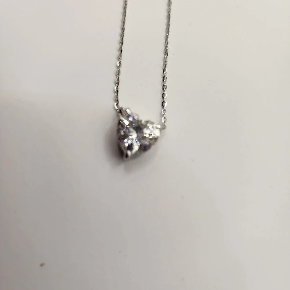 High Fire Heart Cut Moissanite Solitaire Pendant Necklace 925 Silver NWB Gift